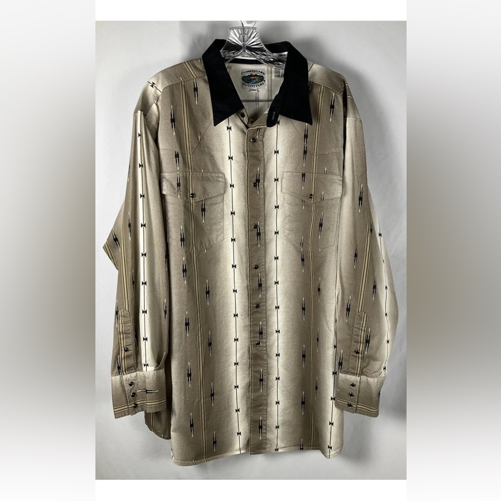 VTG Cumberland Outfitters Mens XXL Aztec‎ Print Pearl Snap Wester/